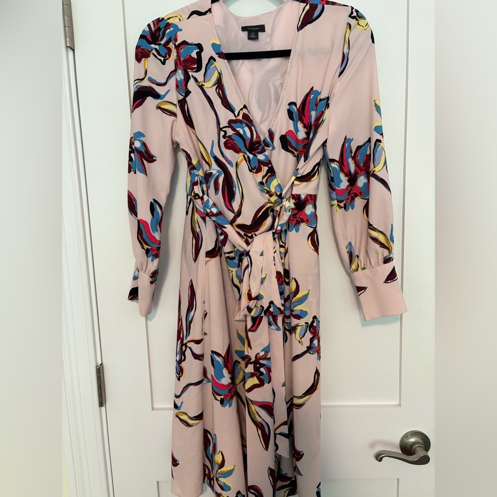 Halogen Blue and Red Long Sleeve V-Neck Sundress